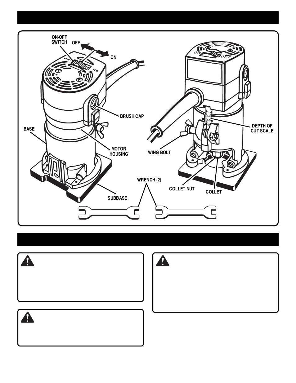 Features, Adjustments, Warning | Ryobi TR31-1 User Manual | Page 7 / 16