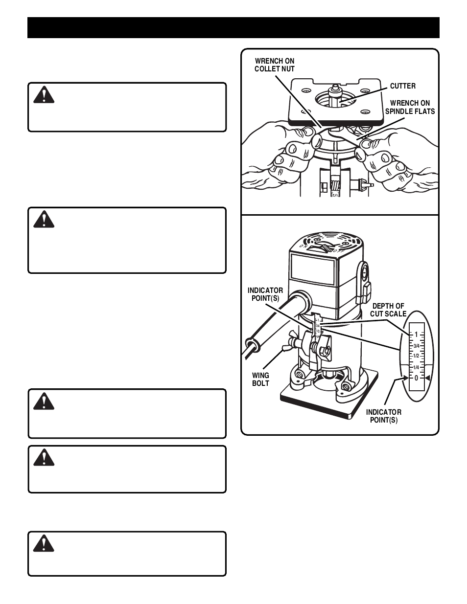 Adjustments, Warning | Ryobi TR31-1 User Manual | Page 8 / 16