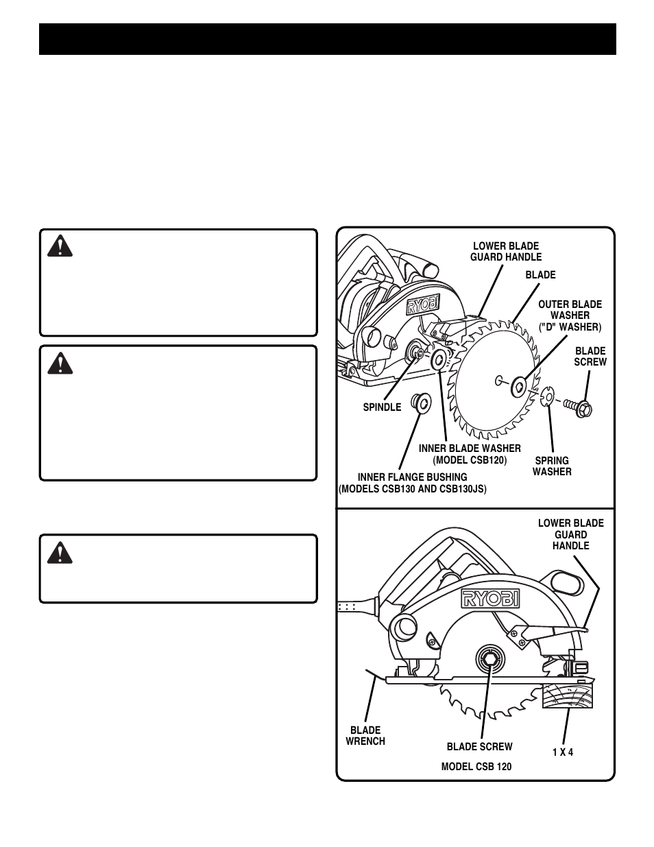 Assembly, Warning | Ryobi CSB130JS User Manual | Page 7 / 22