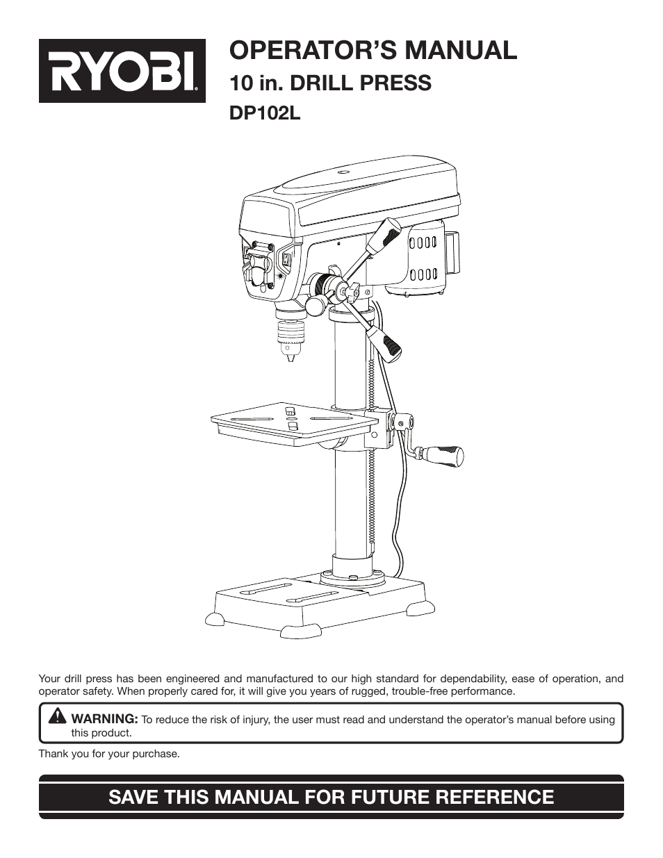 Ryobi DP102L User Manual | 26 pages