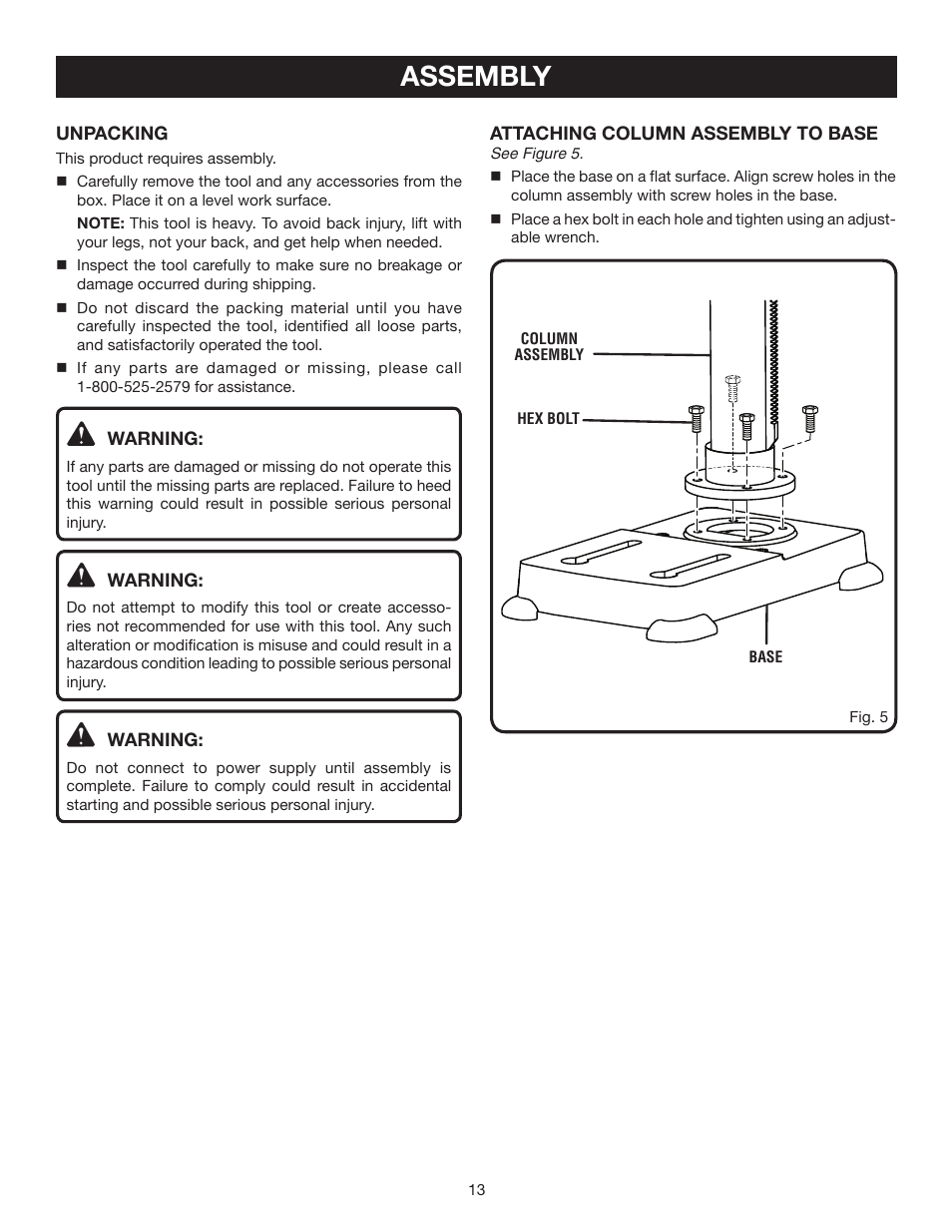 Assembly | Ryobi DP102L User Manual | Page 13 / 26