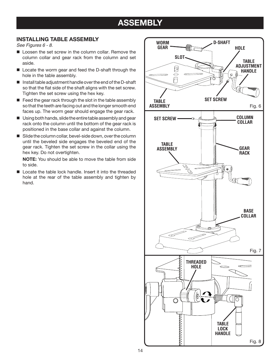 Assembly | Ryobi DP102L User Manual | Page 14 / 26