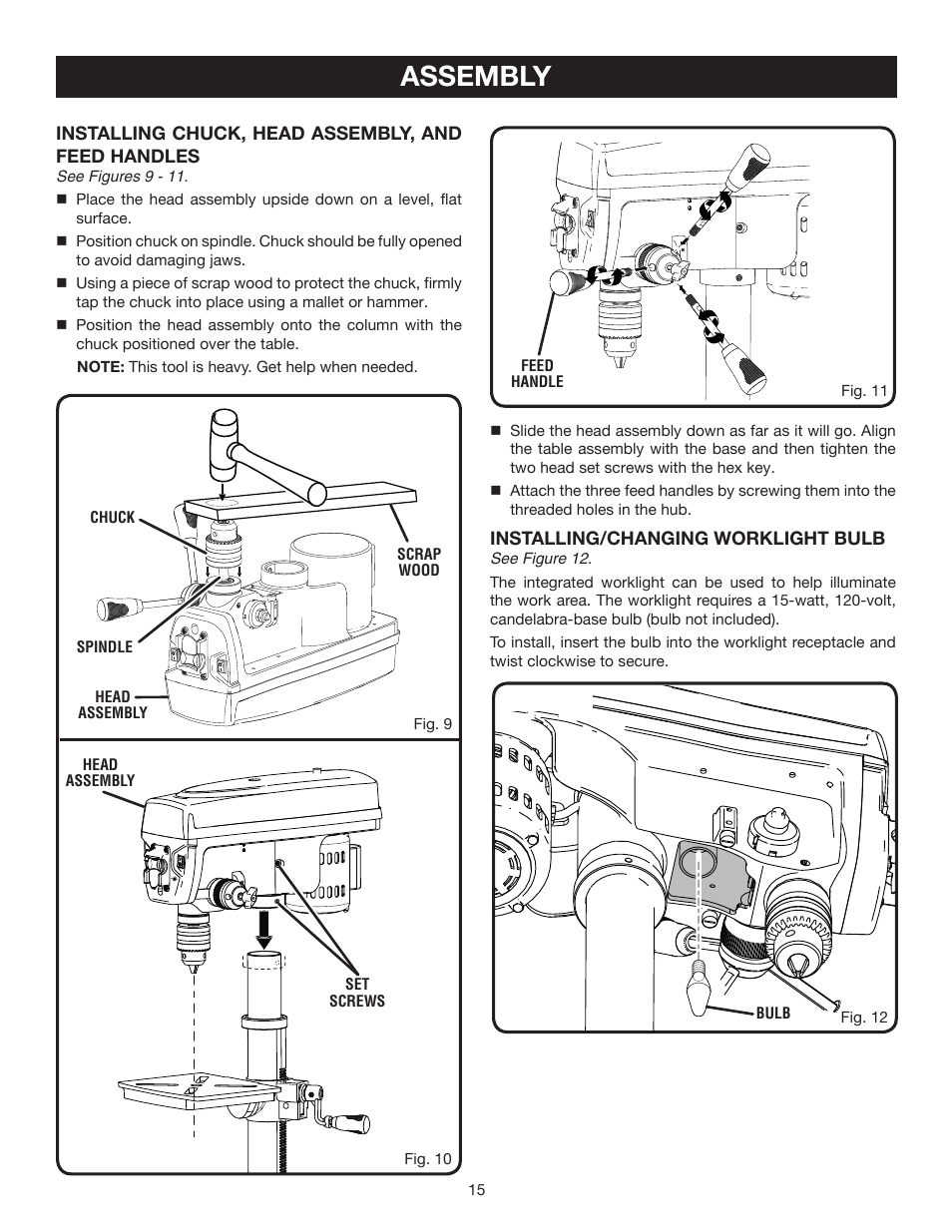Assembly | Ryobi DP102L User Manual | Page 15 / 26