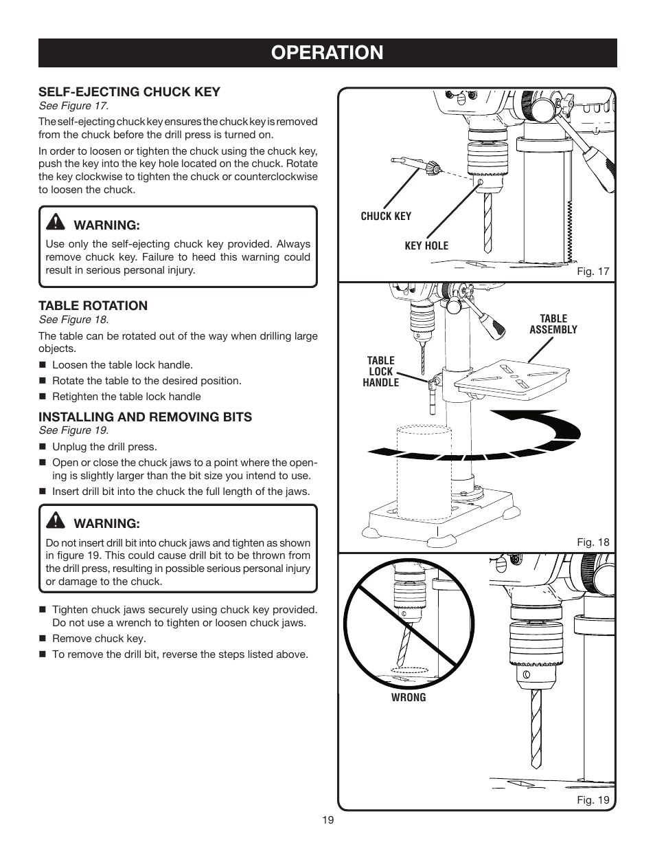 Operation | Ryobi DP102L User Manual | Page 19 / 26