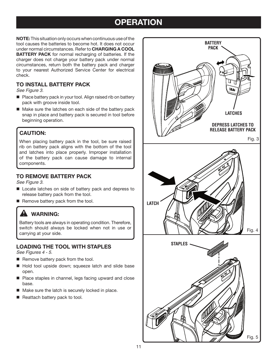 Operation | Ryobi P301 User Manual | Page 11 / 14