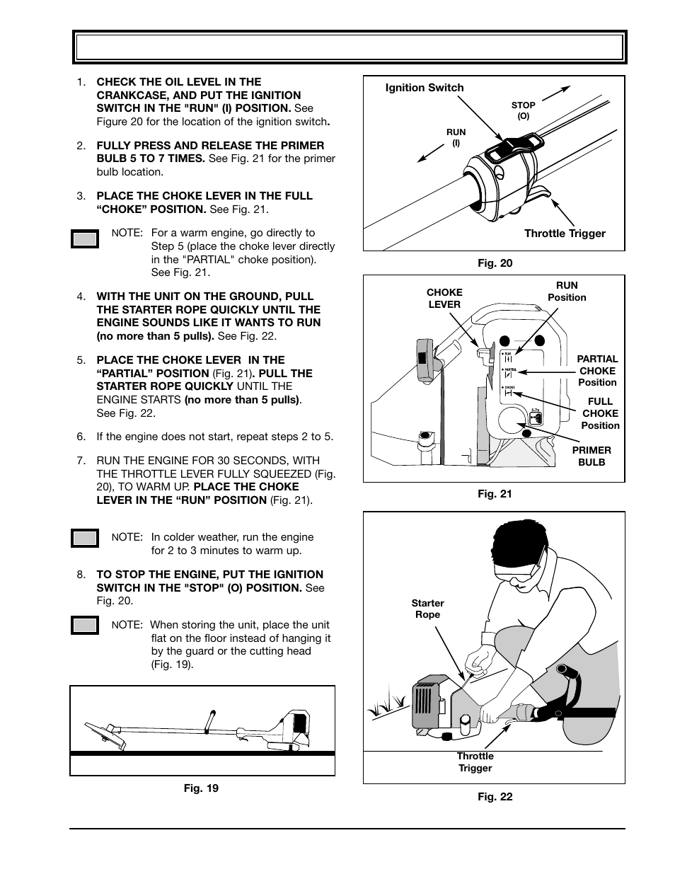 Starting/stopping instructions | Ryobi 990r User Manual | Page 13 / 28