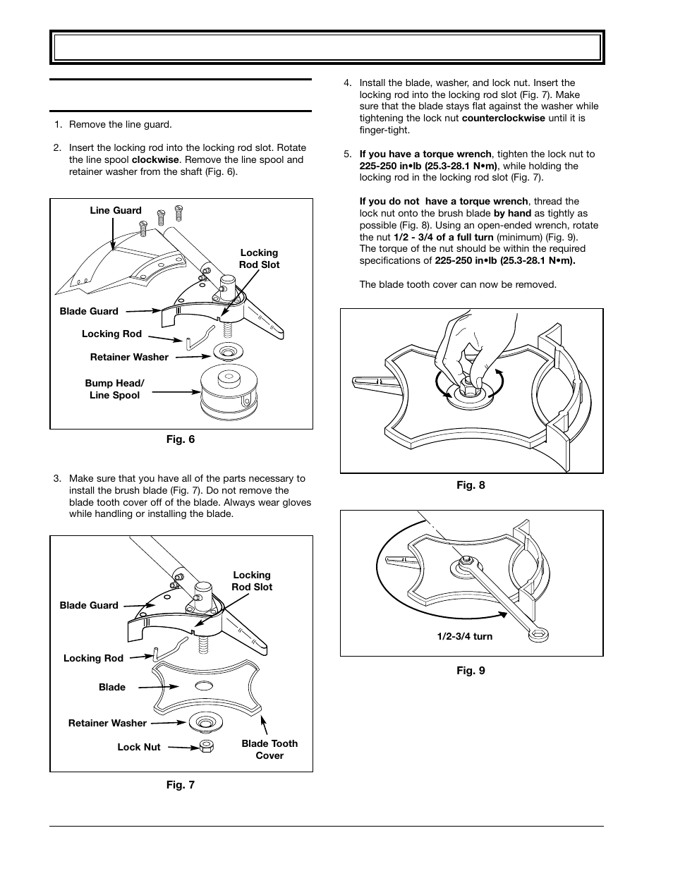 Assembly instructions (continued), 8installing the brush blade | Ryobi 990r User Manual | Page 8 / 28