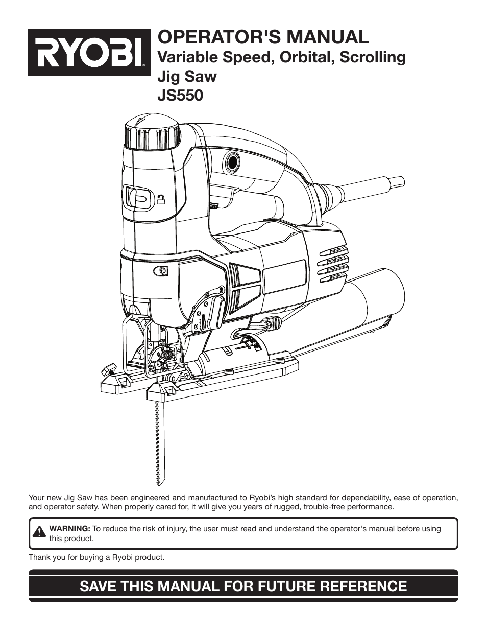 Ryobi Jig Saw User Manual | 20 pages