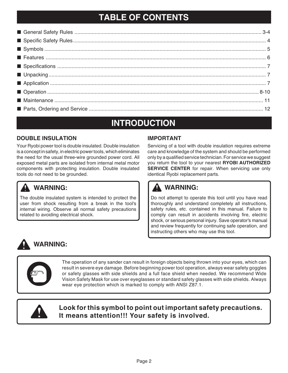 Ryobi S606D User Manual | Page 2 / 12