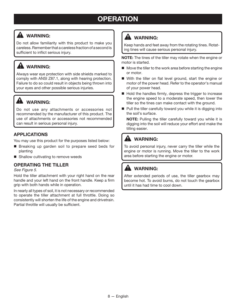 Operation | Ryobi RY15550 User Manual | Page 10 / 34