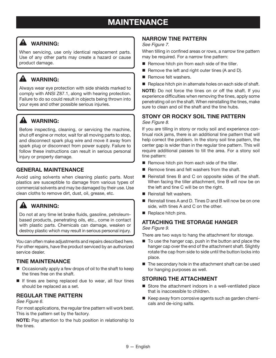 Maintenance | Ryobi RY15550 User Manual | Page 11 / 34