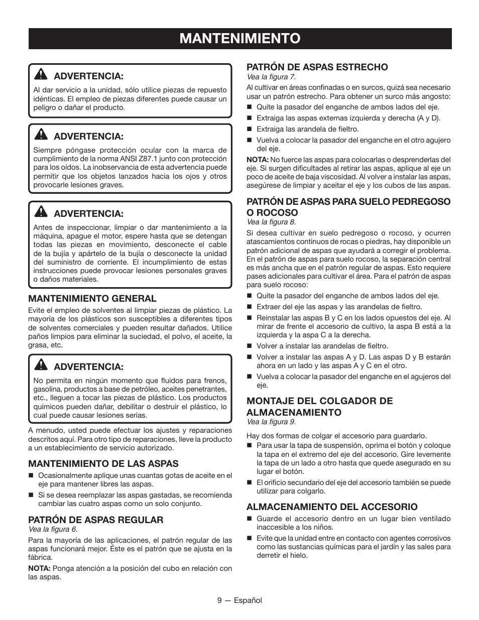 Mantenimiento | Ryobi RY15550 User Manual | Page 29 / 34