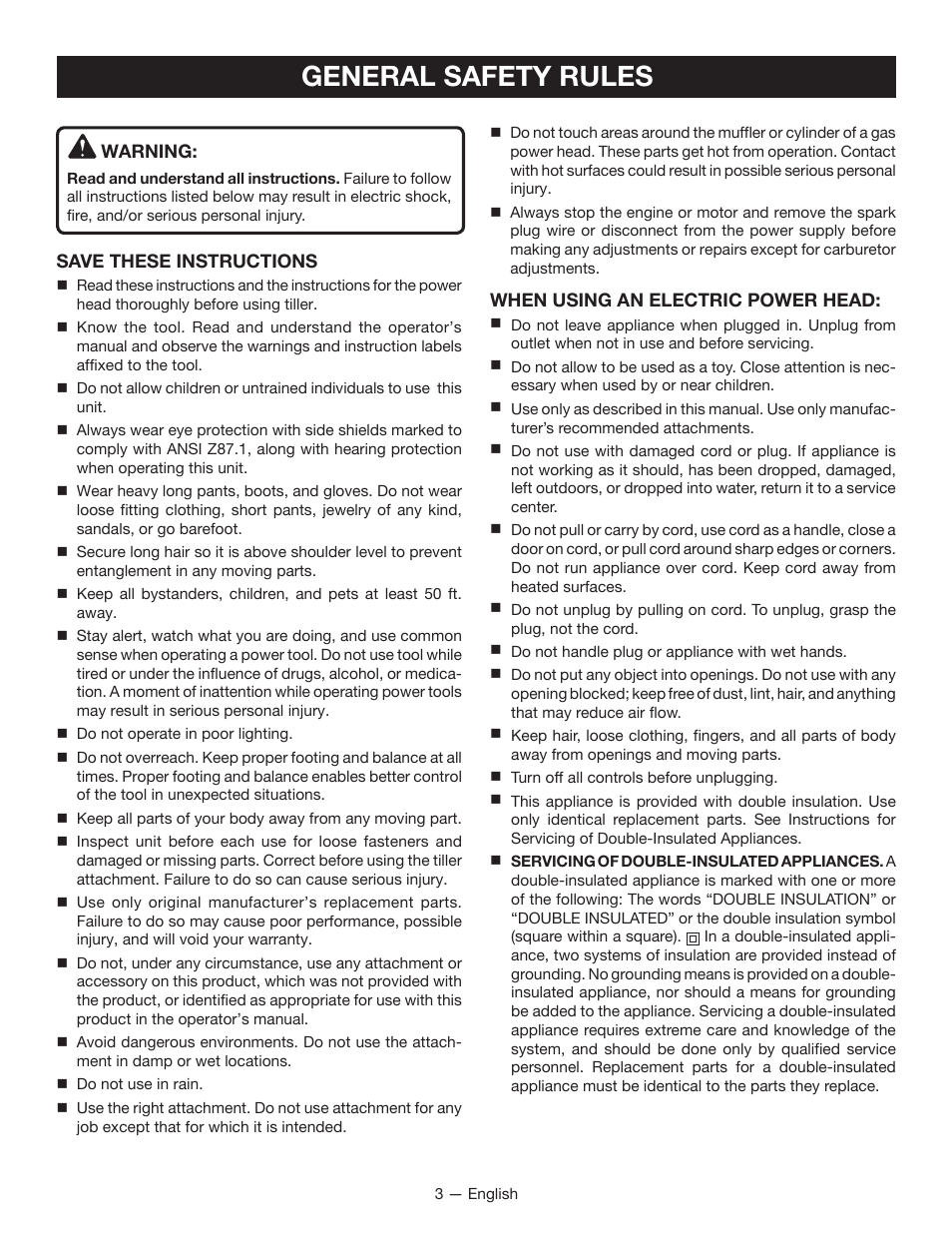 General safety rules | Ryobi RY15550 User Manual | Page 5 / 34