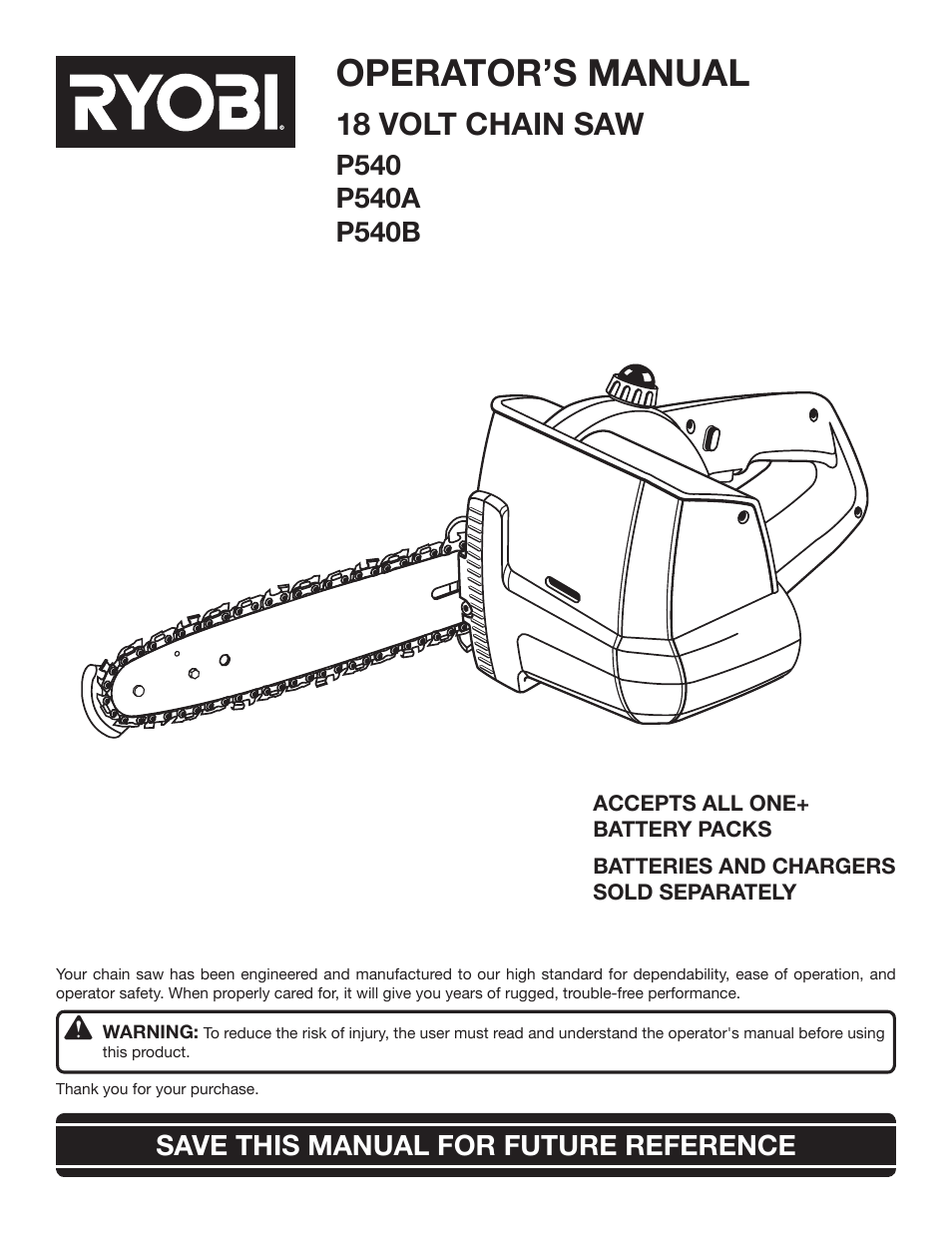 Ryobi P540 User Manual | 28 pages