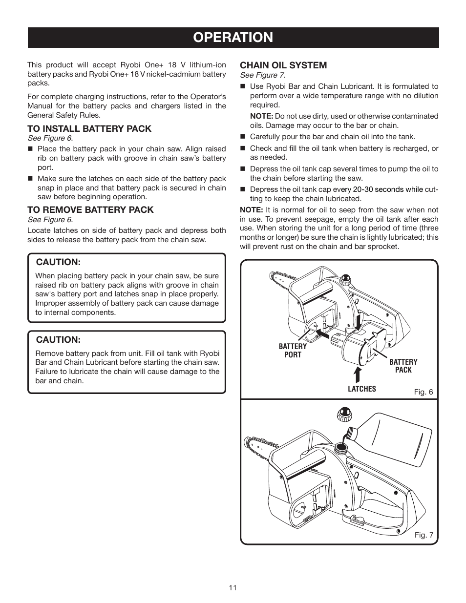 Operation | Ryobi P540 User Manual | Page 11 / 28