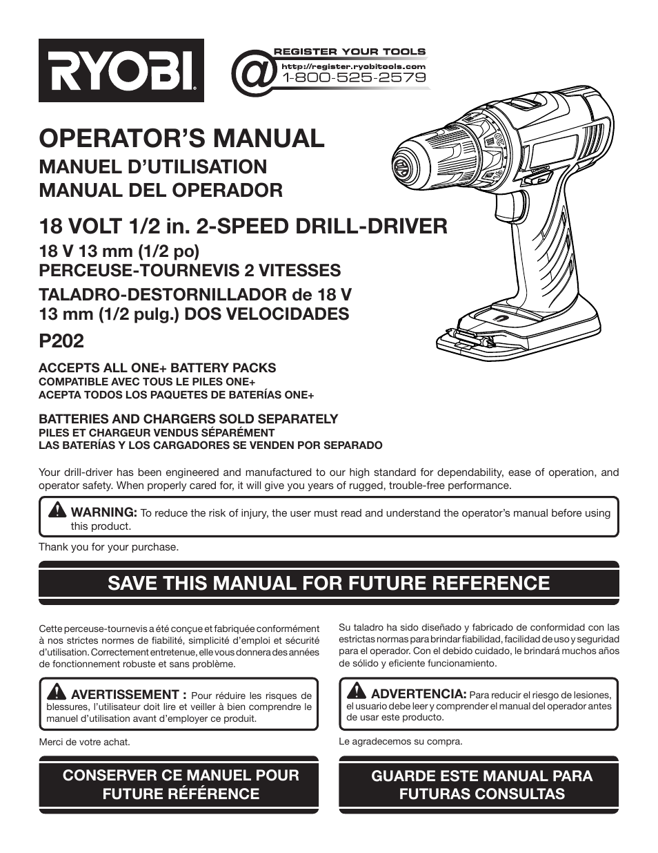 Ryobi P202 User Manual | 32 pages