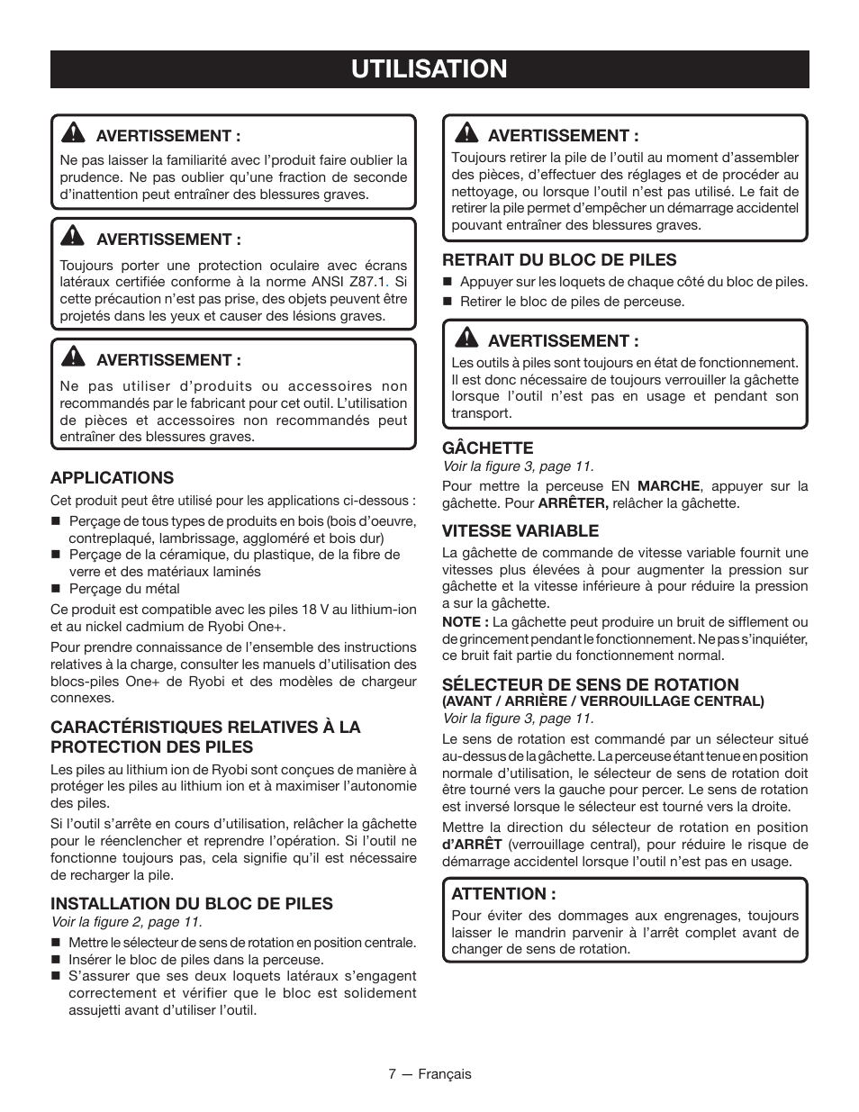 Utilisation | Ryobi P202 User Manual | Page 16 / 32