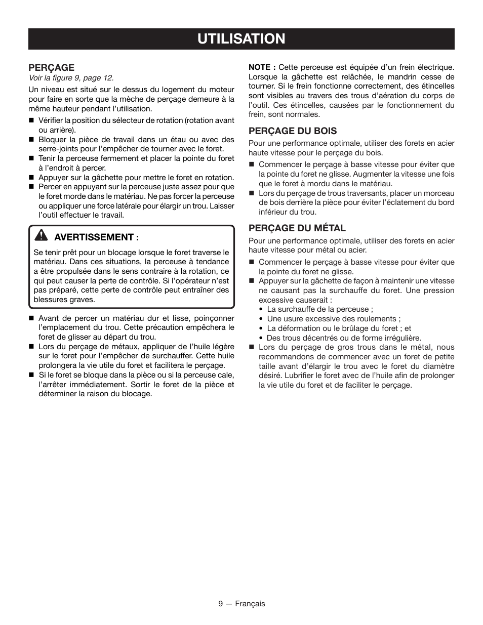 Utilisation | Ryobi P202 User Manual | Page 18 / 32