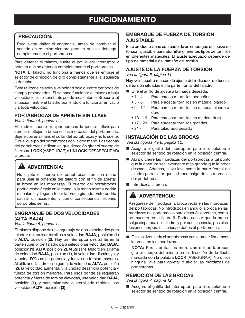 Funcionamiento | Ryobi P202 User Manual | Page 26 / 32
