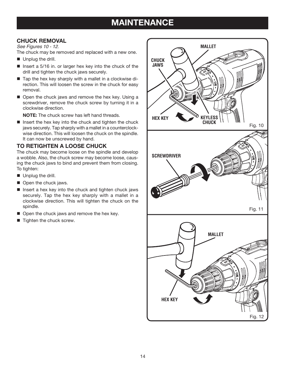 Maintenance | Ryobi D46C User Manual | Page 14 / 16