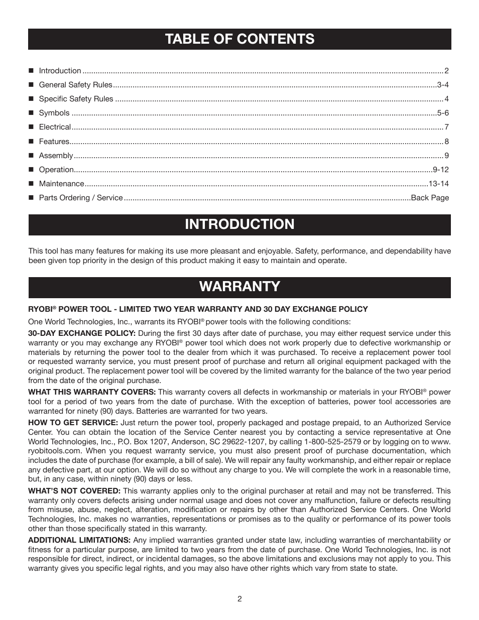 Ryobi D46C User Manual | Page 2 / 16