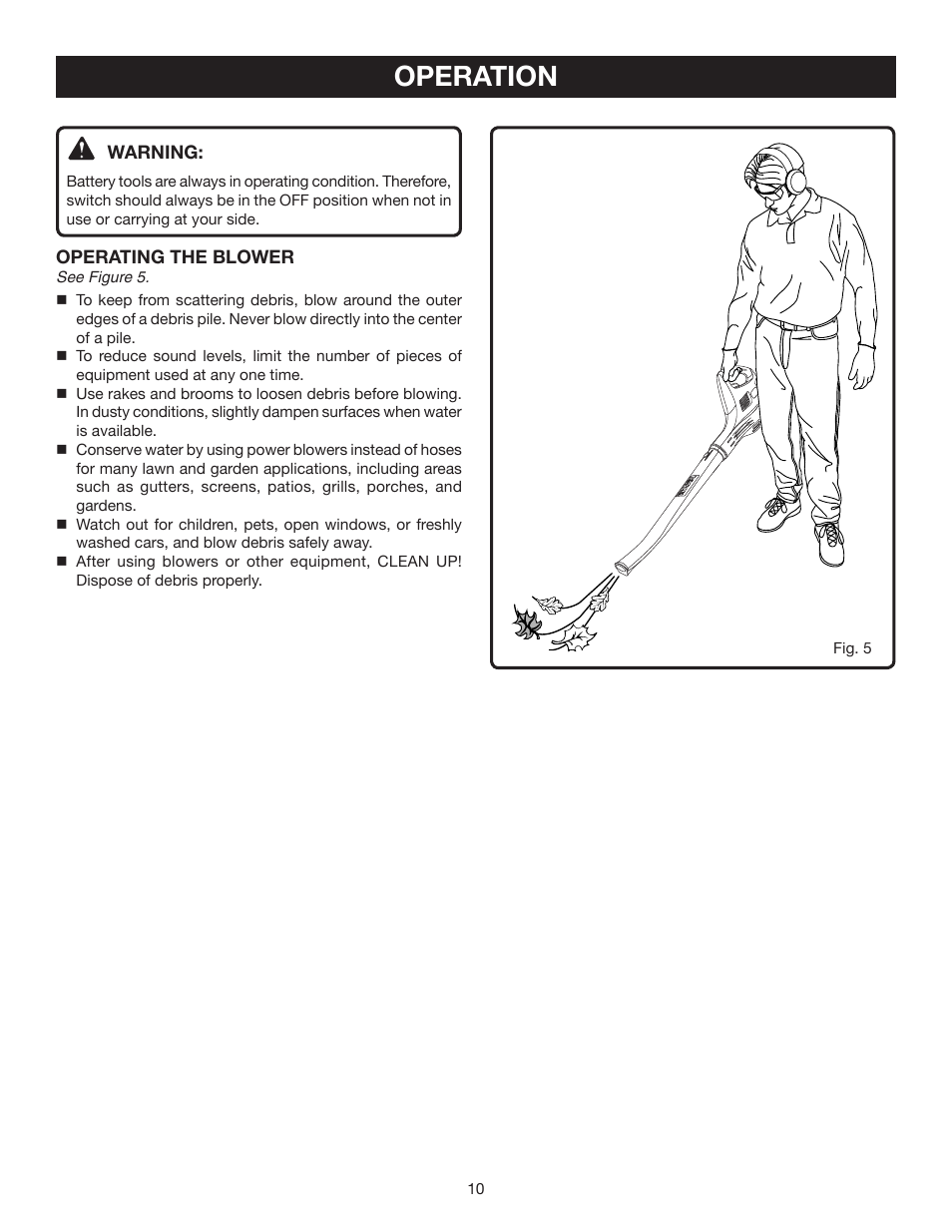 Operation | Ryobi P2100B User Manual | Page 10 / 14