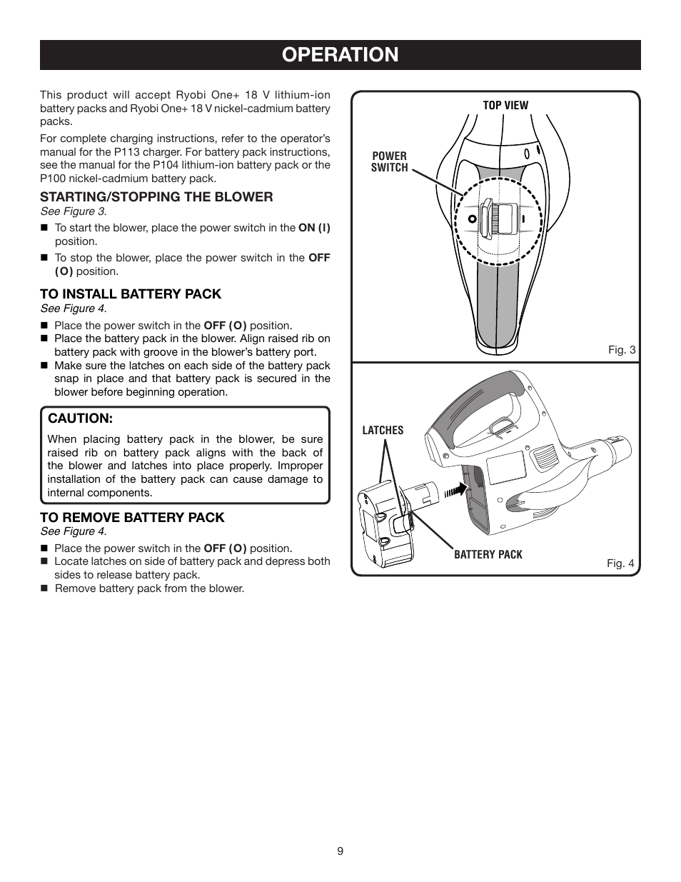 Operation | Ryobi P2100B User Manual | Page 9 / 14