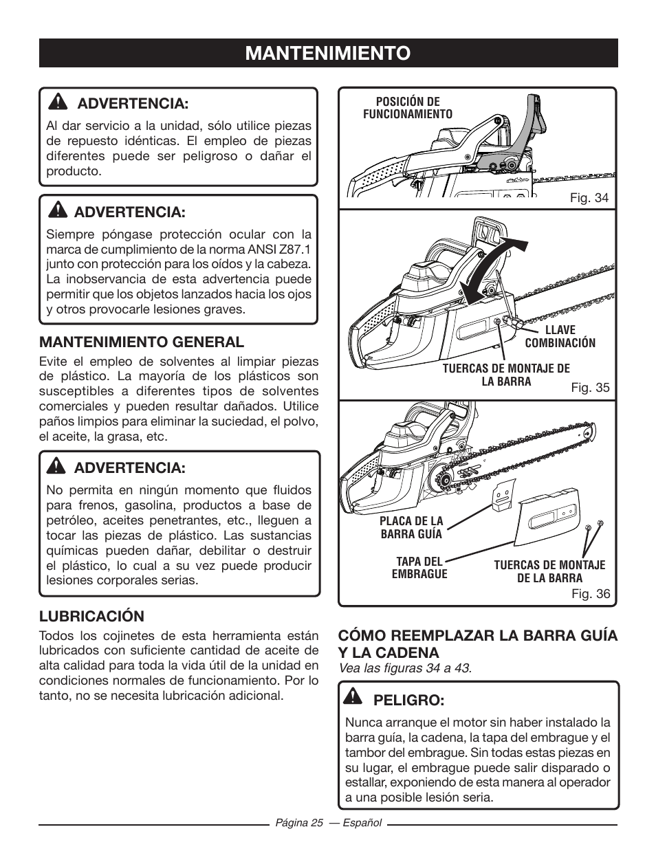 Mantenimiento | Ryobi RY10518 User Manual | Page 101 / 118