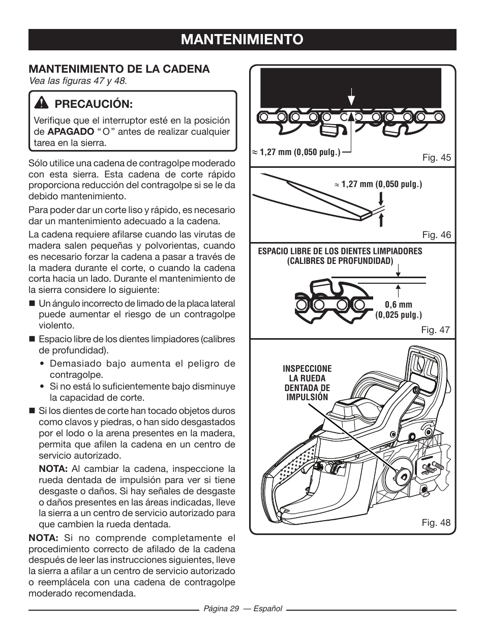 Mantenimiento | Ryobi RY10518 User Manual | Page 105 / 118