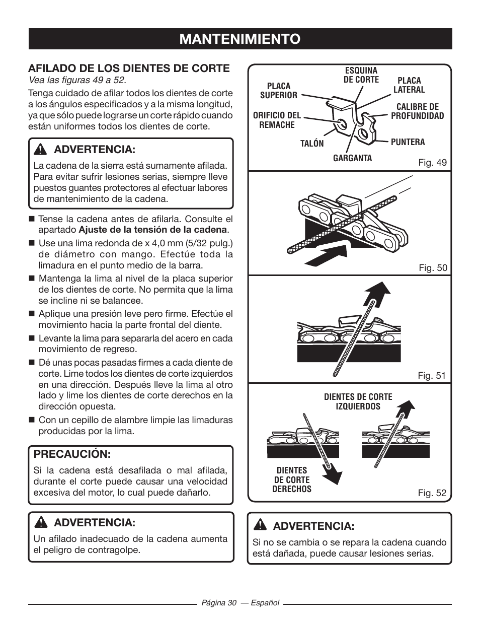 Mantenimiento | Ryobi RY10518 User Manual | Page 106 / 118