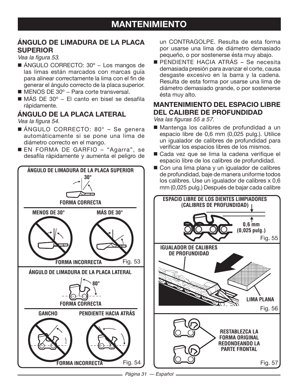 Mantenimiento | Ryobi RY10518 User Manual | Page 107 / 118