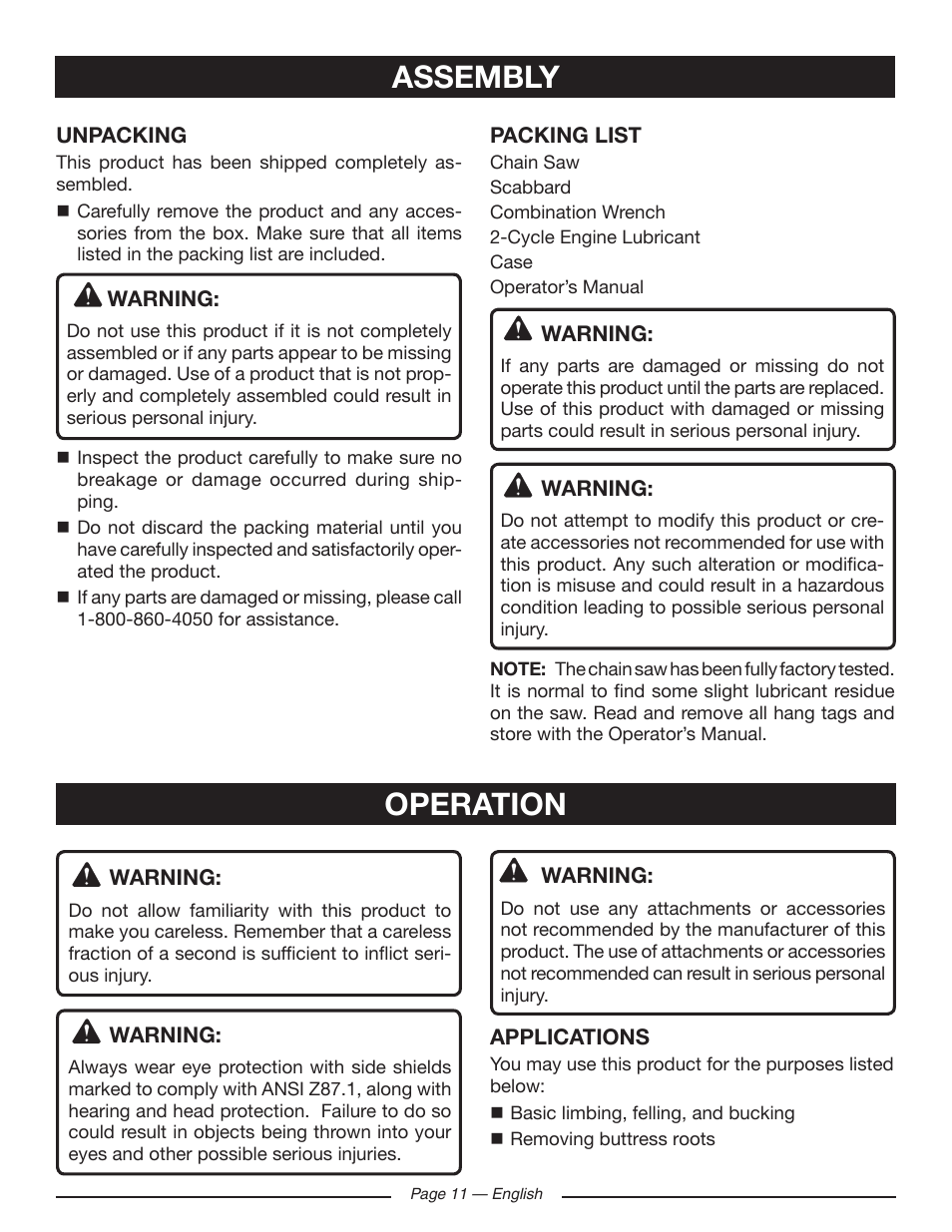 Assembly operation | Ryobi RY10518 User Manual | Page 11 / 118