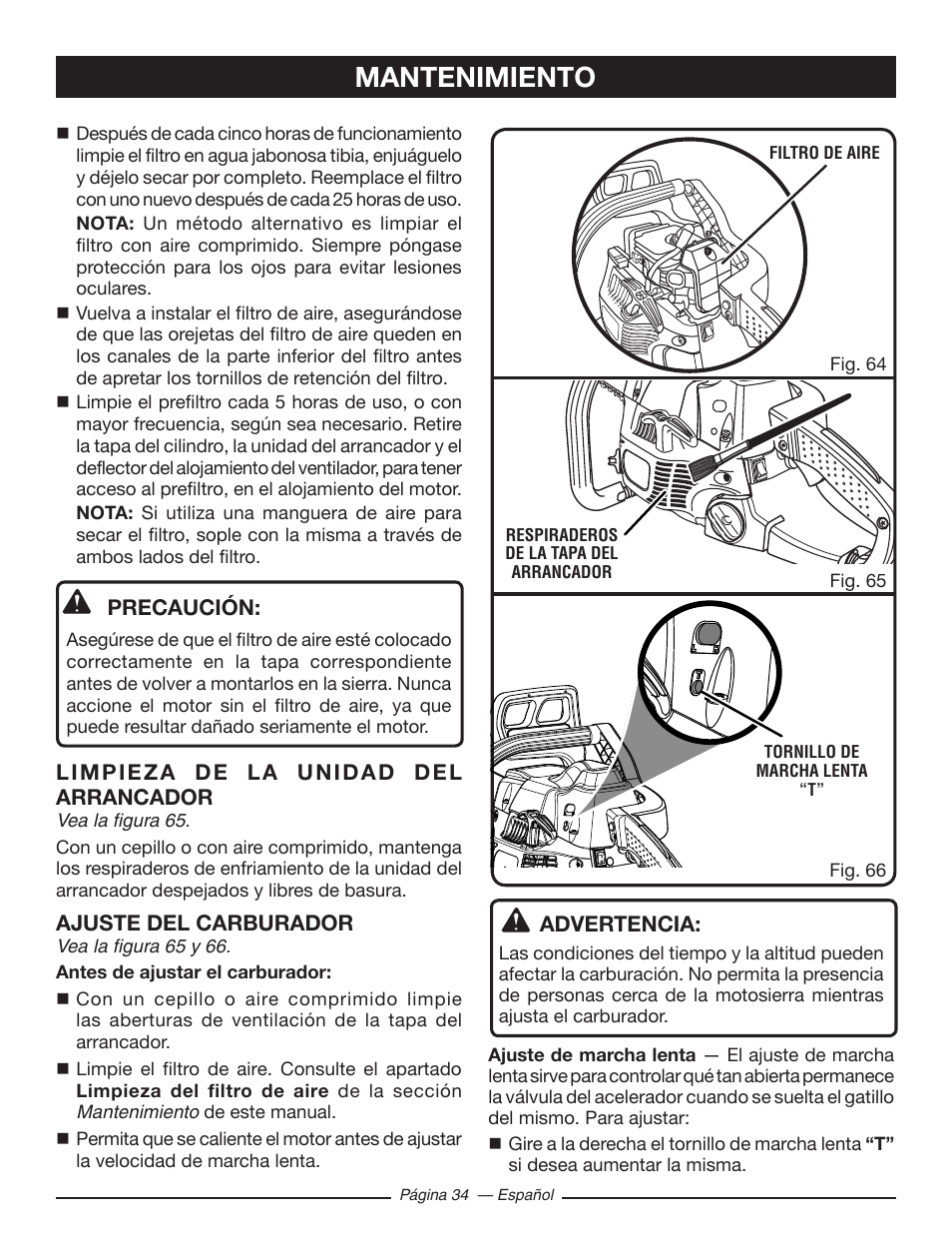 Mantenimiento | Ryobi RY10518 User Manual | Page 110 / 118