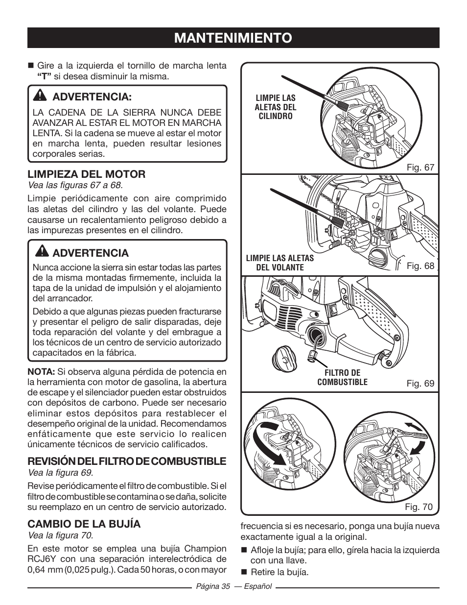 Mantenimiento | Ryobi RY10518 User Manual | Page 111 / 118