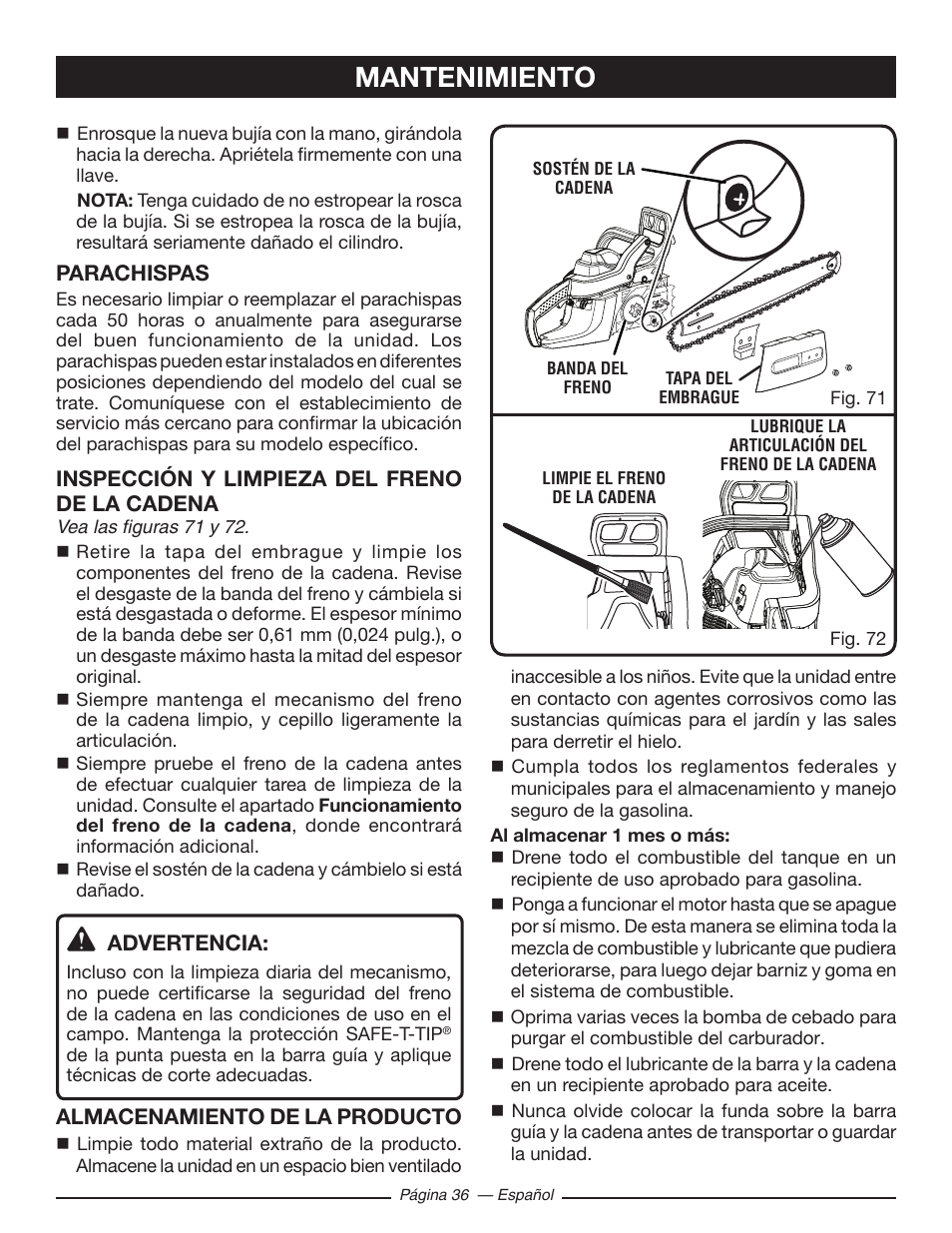 Mantenimiento | Ryobi RY10518 User Manual | Page 112 / 118