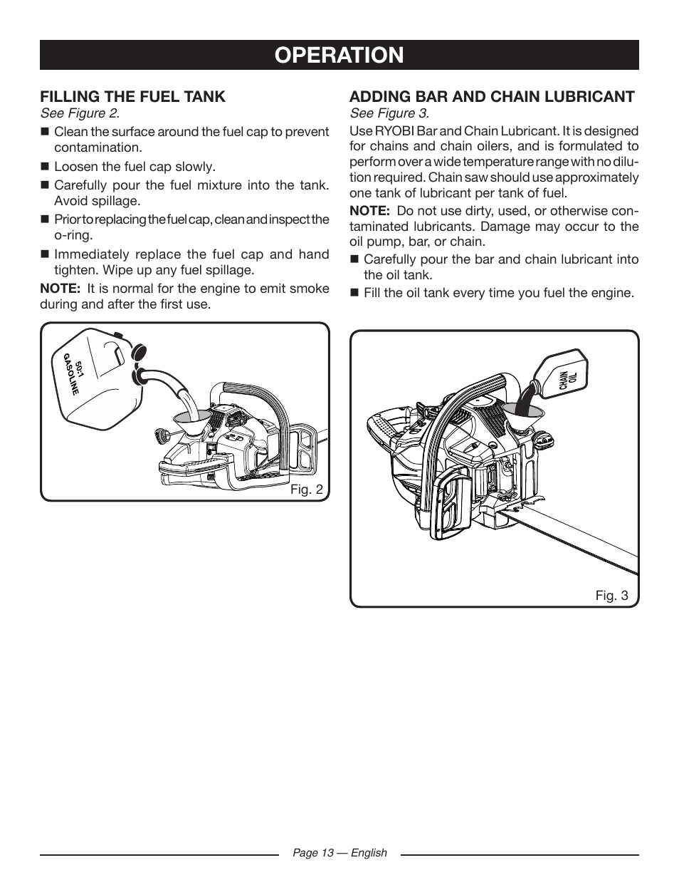 Operation | Ryobi RY10518 User Manual | Page 13 / 118