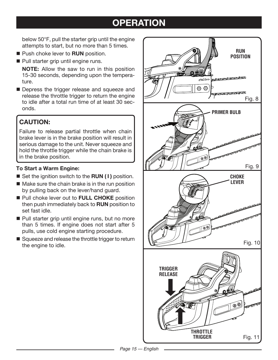 Operation | Ryobi RY10518 User Manual | Page 15 / 118