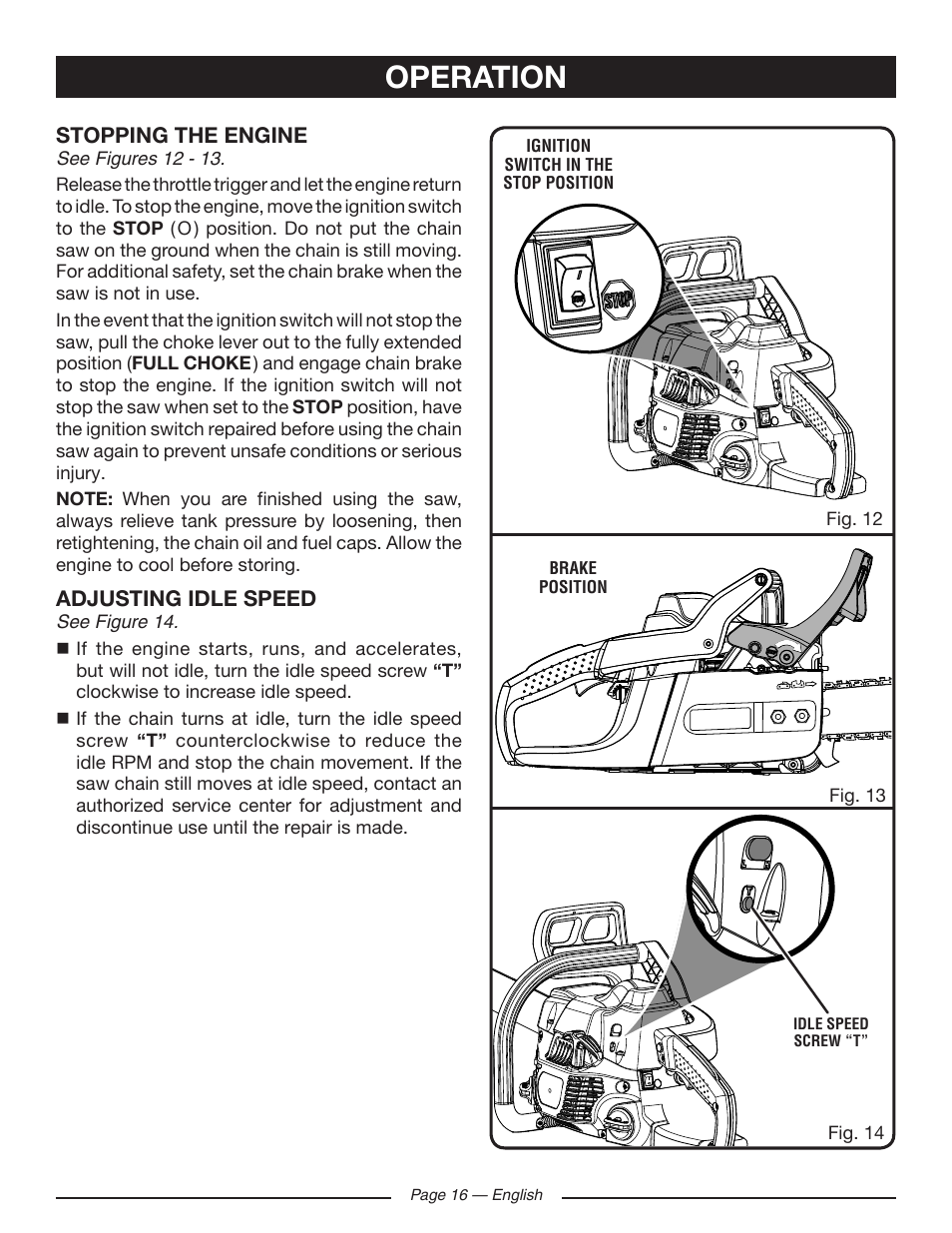 Operation | Ryobi RY10518 User Manual | Page 16 / 118