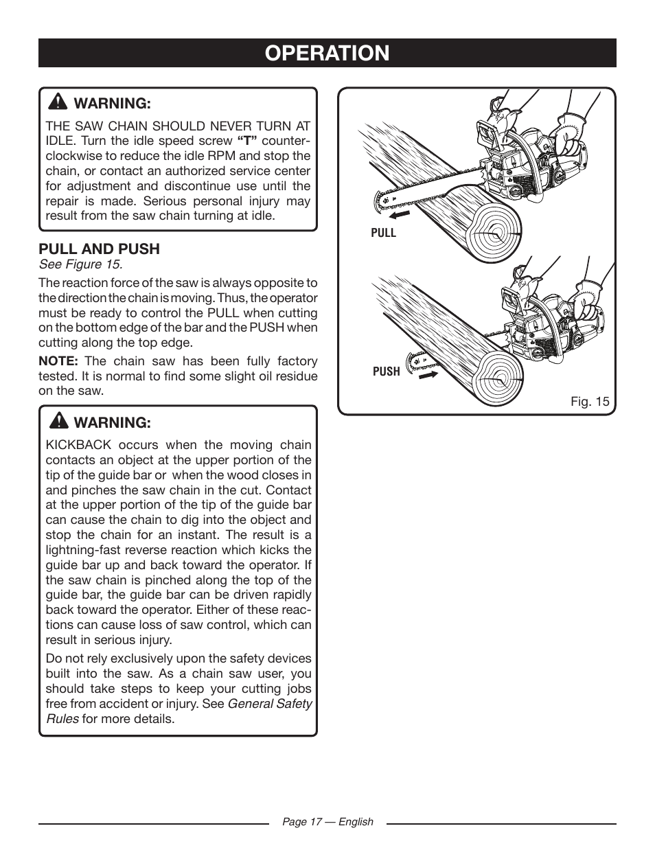 Operation | Ryobi RY10518 User Manual | Page 17 / 118