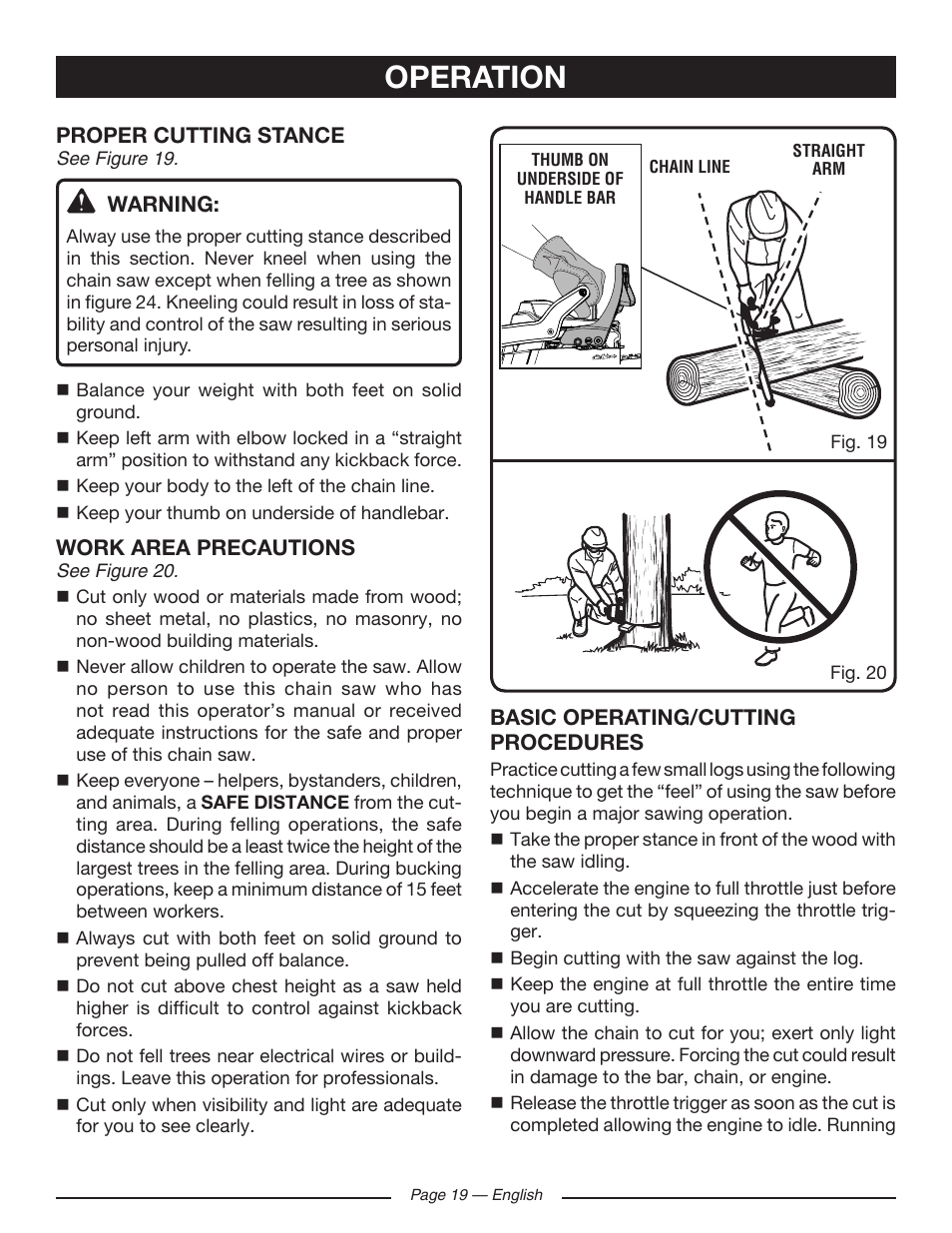 Operation | Ryobi RY10518 User Manual | Page 19 / 118