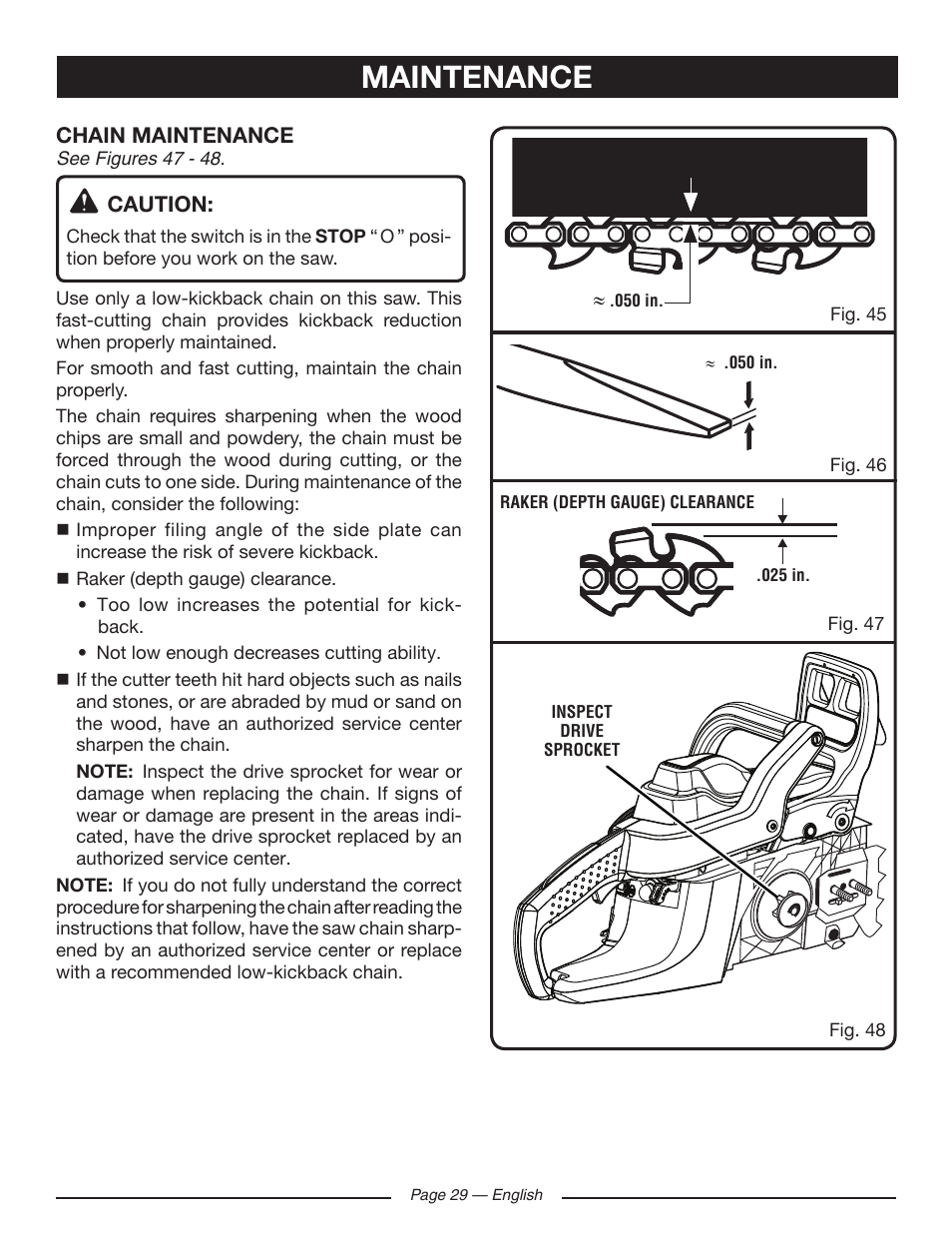 Maintenance | Ryobi RY10518 User Manual | Page 29 / 118