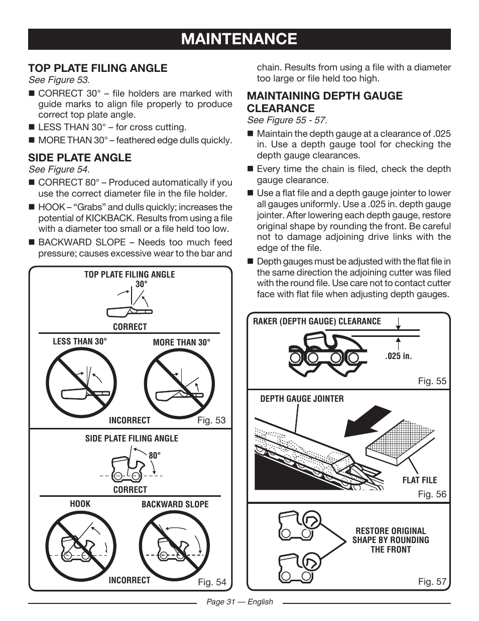 Maintenance | Ryobi RY10518 User Manual | Page 31 / 118