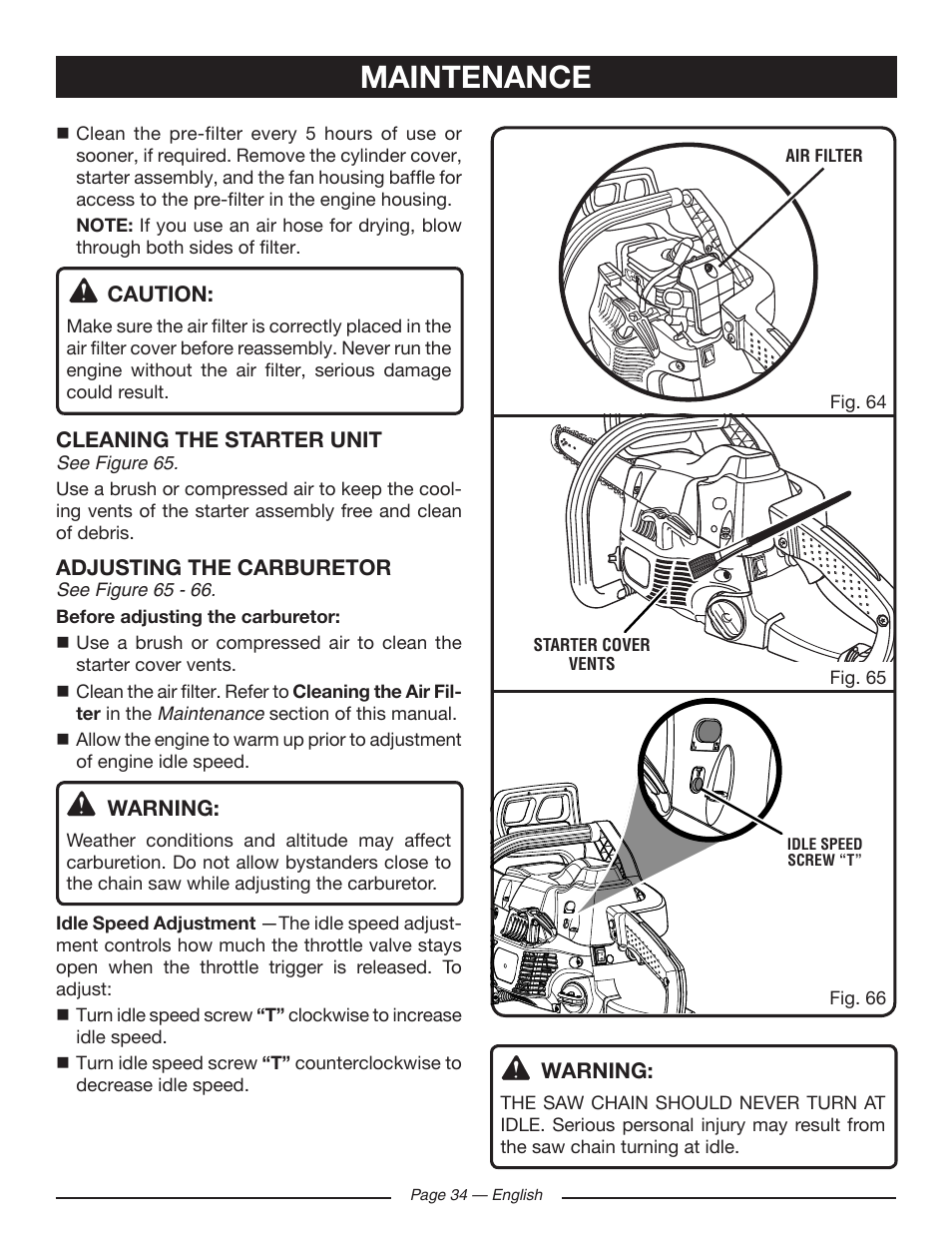 Maintenance | Ryobi RY10518 User Manual | Page 34 / 118