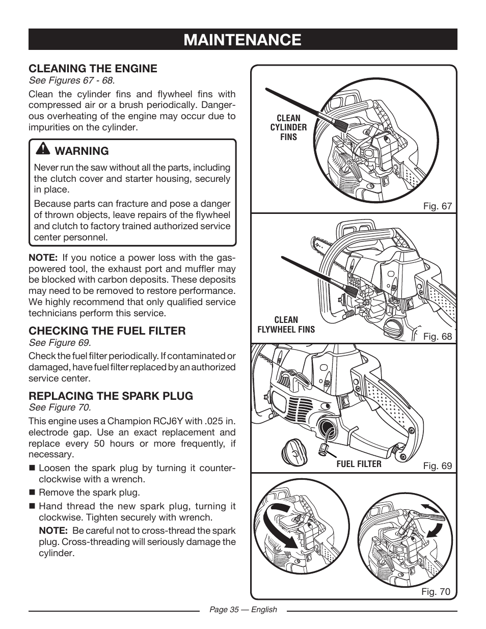 Maintenance | Ryobi RY10518 User Manual | Page 35 / 118