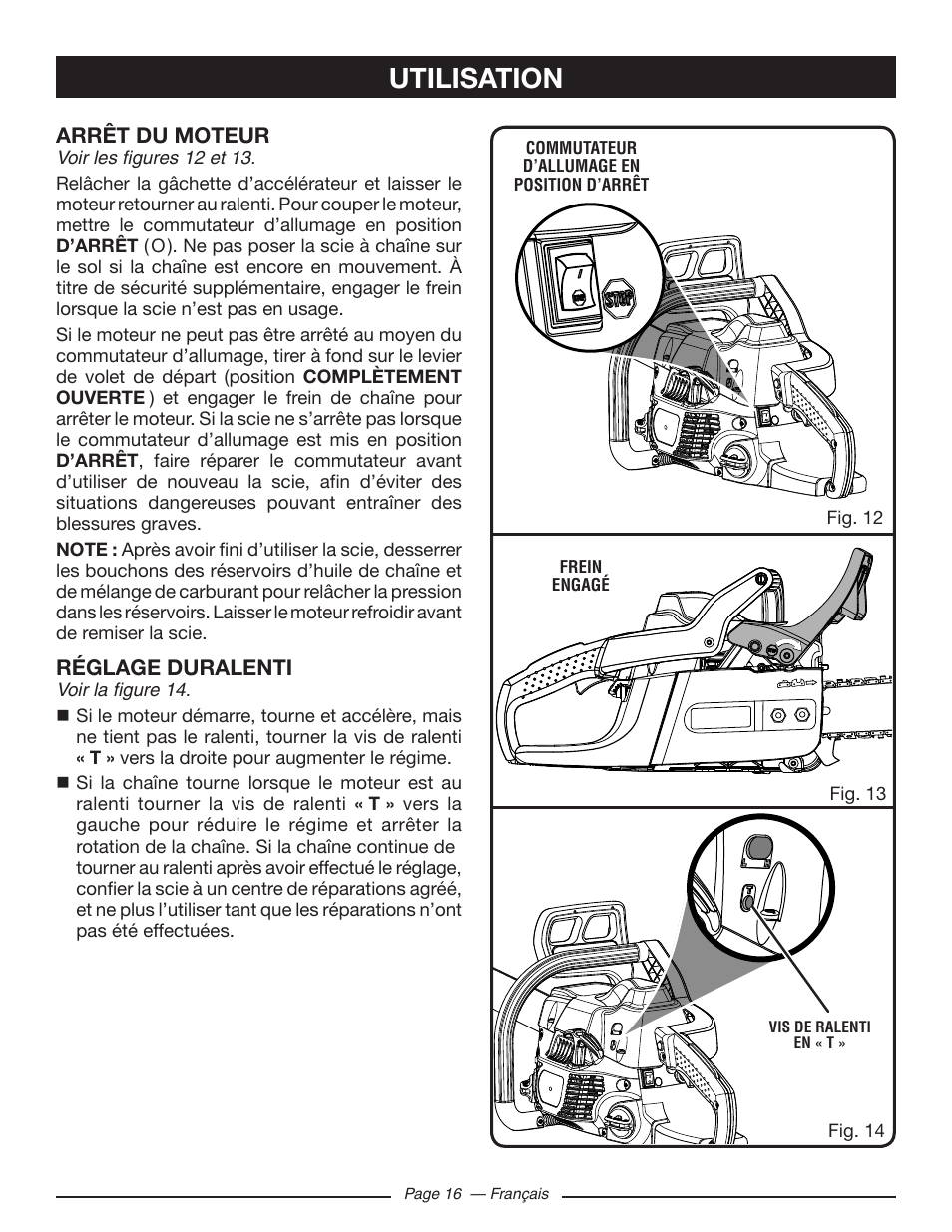 Utilisation | Ryobi RY10518 User Manual | Page 55 / 118