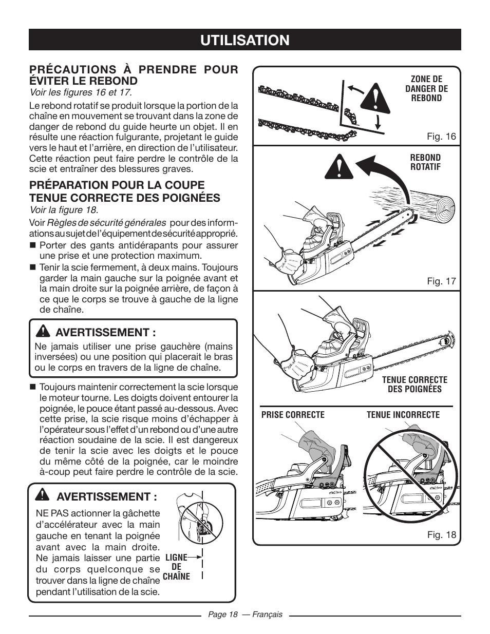 Utilisation | Ryobi RY10518 User Manual | Page 57 / 118