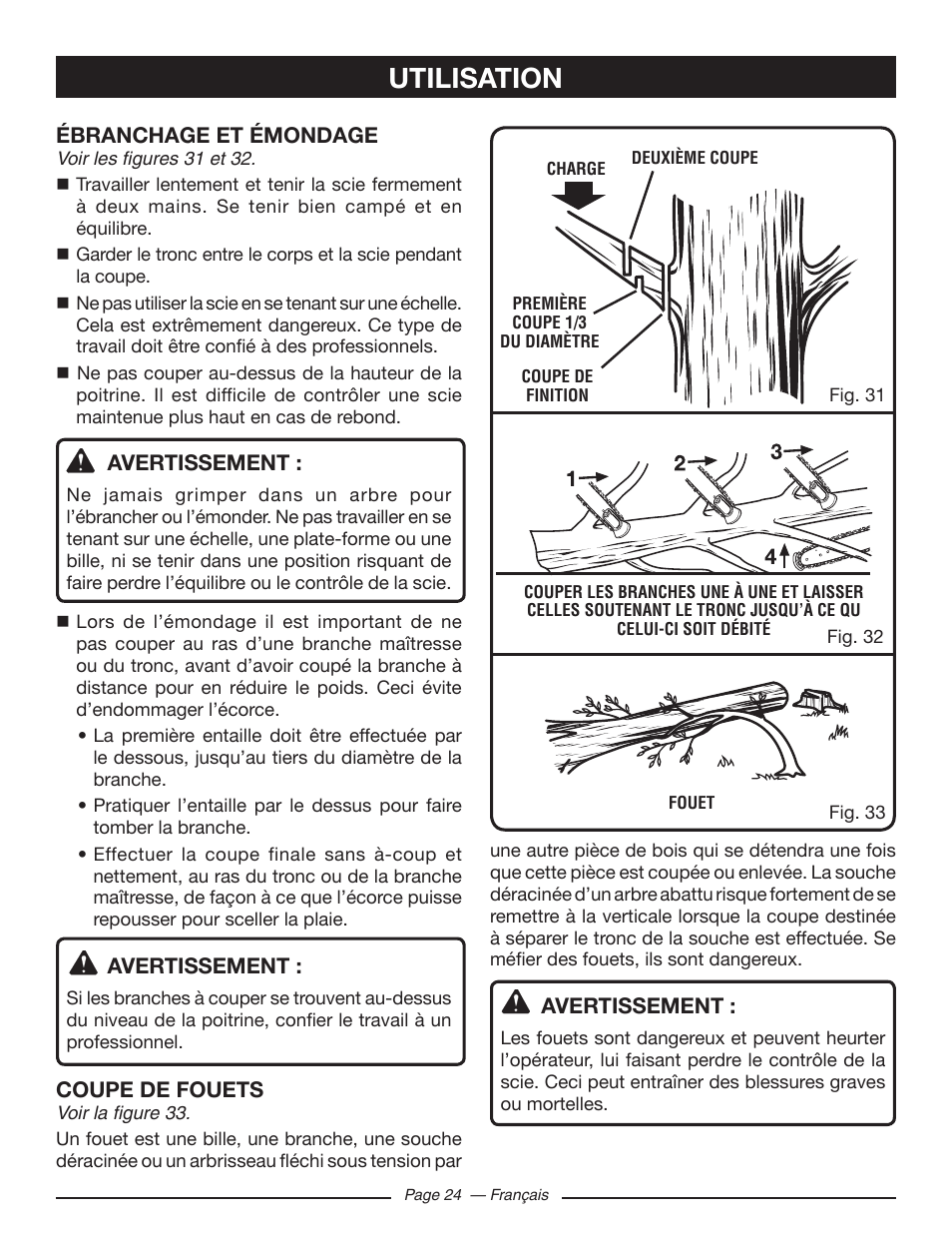 Utilisation | Ryobi RY10518 User Manual | Page 61 / 118