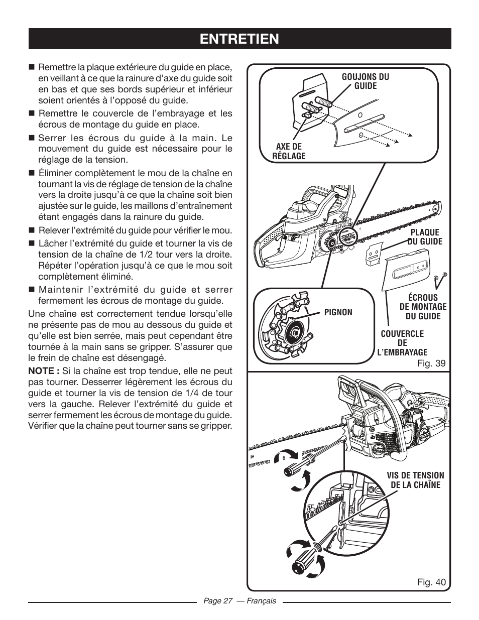 Entretien | Ryobi RY10518 User Manual | Page 64 / 118