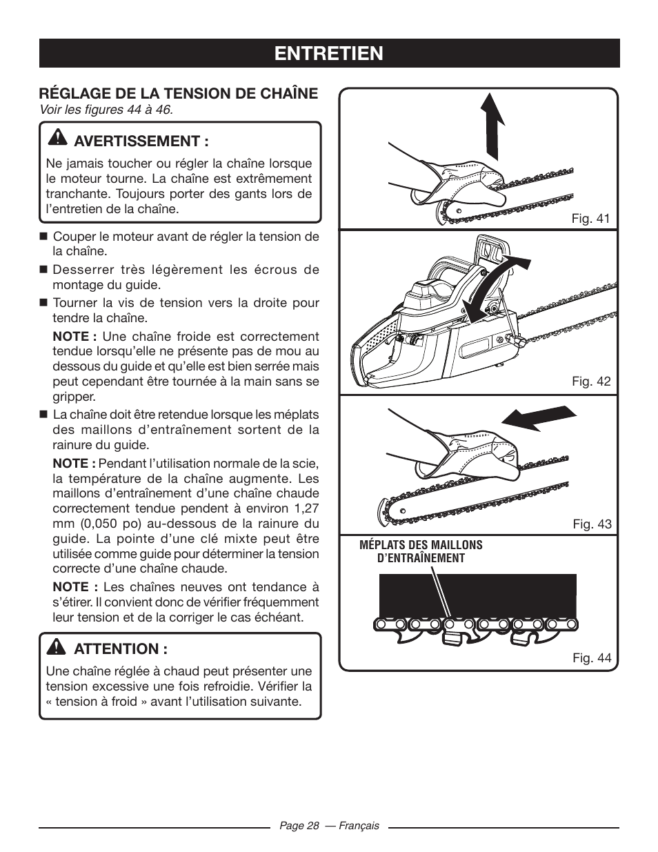 Entretien | Ryobi RY10518 User Manual | Page 65 / 118