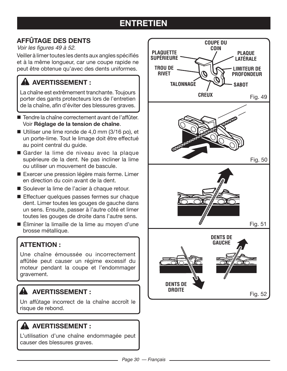 Entretien | Ryobi RY10518 User Manual | Page 67 / 118